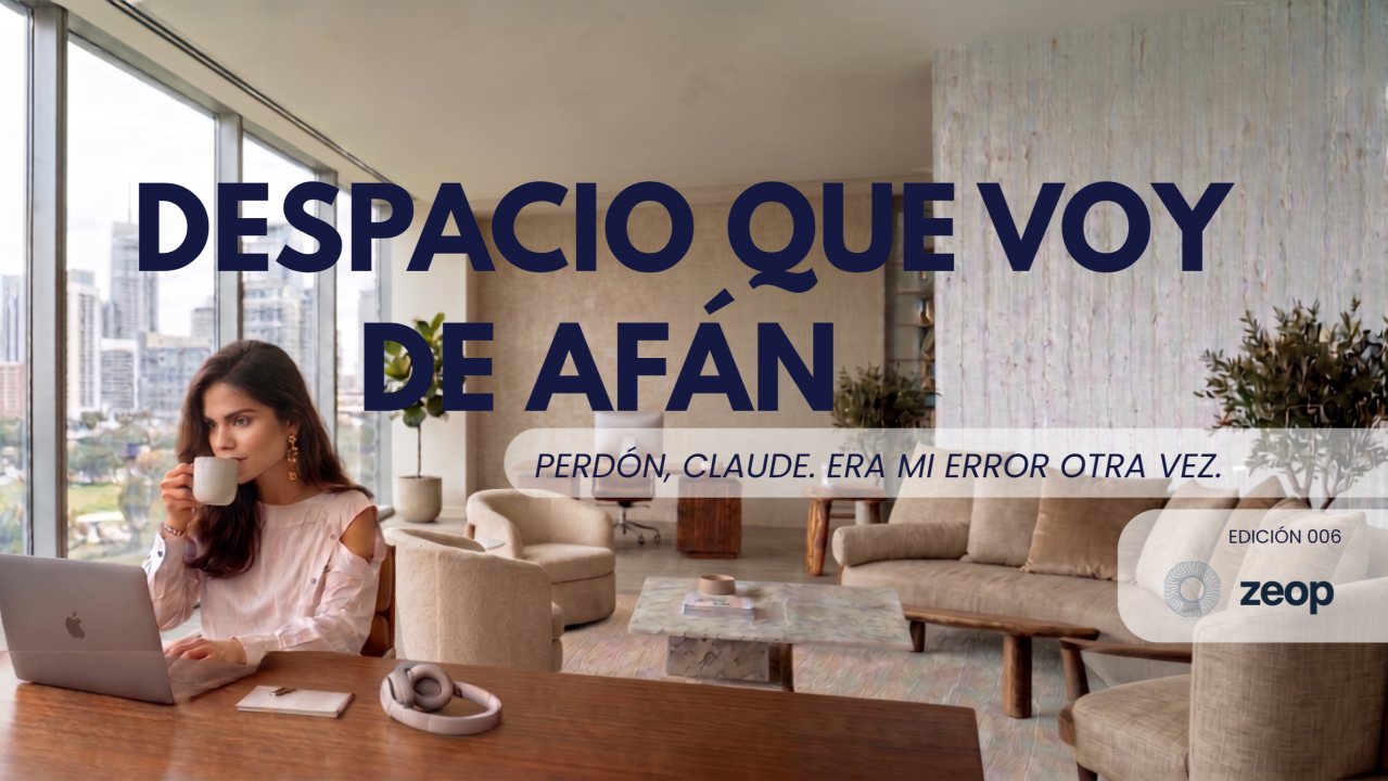 Portada de la edición 006 de Despacio que voy de afán, con la línea «Perdón, Claude. Era mi error otra vez»